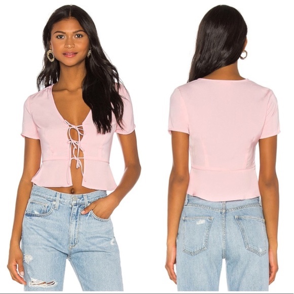 Revolve / Superdown Ciara Tie-Front Blouse - Picture 2 of 6